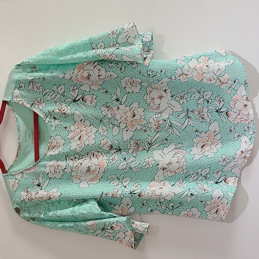 Van Heusen floral shirt elbow length lace sleeve L